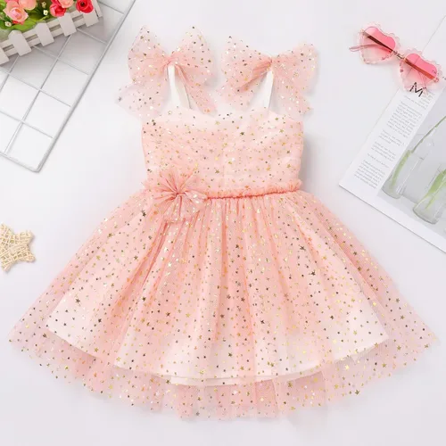 Miniatura 3 de IMEKIS Vestido de cumpleaños para niñas pequeñas, tul brillante, princesa, pastel, sesión de fotos, traje para 1-6T