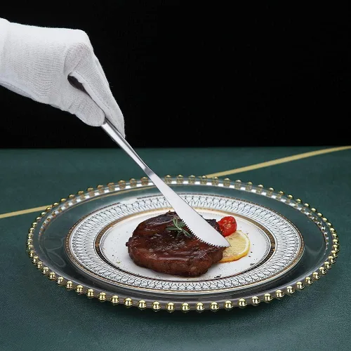 Miniatura 5 de HOMQUEN Cuchillos de cena, 6 piezas, cuchillo de cena de plata mate de acero inoxidable, cuchillo de mantequilla resistente, cuchillos