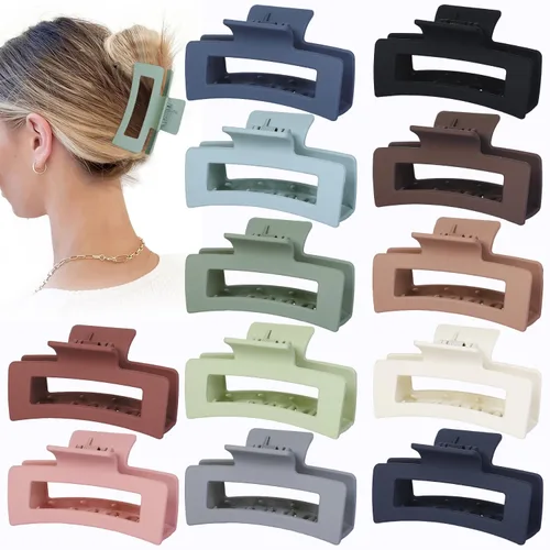 Miniatura 14 de Sisiaipu Accesorios Medianos para el Cabello de 3.5 Pulgadas - 12 Piezas Pinzas de Mandíbula Cuadradas para Cabello Grueso y Fino, Pinzas Básico