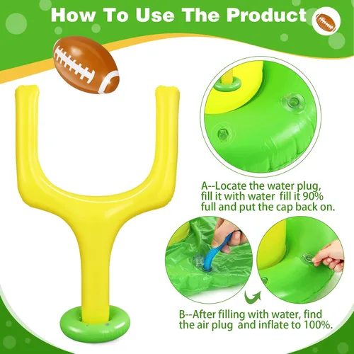 Miniatura 2 de Hungdao El kit de 4 piezas de suministros para fiesta de fútbol incluye 2 postes de portería de fútbol inflables gigantes y 2 pelotas gigantes