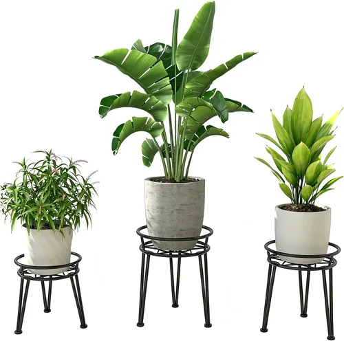 Paquete de 3 soportes de metal para plantas para exteriores e interiores, soportes de hierro inoxidable para macetas al aire libre, soporte