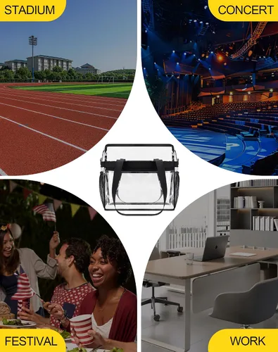 Miniatura 7 de Lyingflat Bolsa transparente para eventos de estadio - 12x6x12, bolsa de deporte transparente con correas reforzadas para el hombro