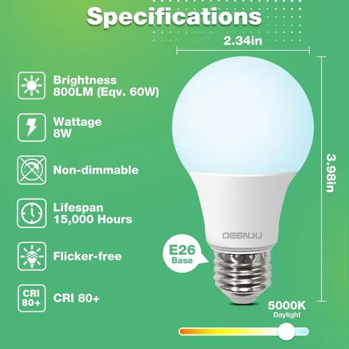 Miniatura 3 de DEGNJU Bombilla LED A19-60.