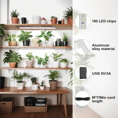 Miniatura 2 de Wiaxulay - Tiras de luz LED para cultivo de plantas de interior, luz de crecimiento de espectro completo de 6000K, lámpara solar con temporizador