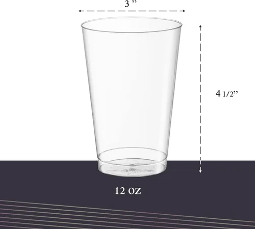 Miniatura 3 de PLASTICPRO Vasos desechables de plástico transparente de 12 onzas para fiestas y bodas, paquete de 50