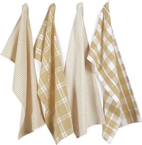 Miniatura 68 de LANE LINEN Juego de 6 paños de cocina de algodón para secar platos, 18 x 28 pulgadas, absorbentes, de secado rápido, color beige 07: Amarillo