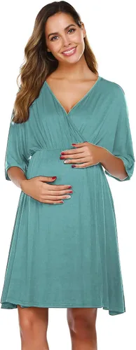Miniatura 2 de Ekouaer Vestido de maternidad 3 en 1 para maternidad, trabajo de parto y lactancia, camisón de enfermería, ropa de dormir para lactancia, tallas S a