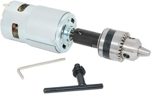 Miniatura 6 de CHANCS Motor de sierra 775 DC 24V 12000RPM Motor de engranaje de doble salida eje taladro Chuck Mini Sierra circular eléctrica DIY