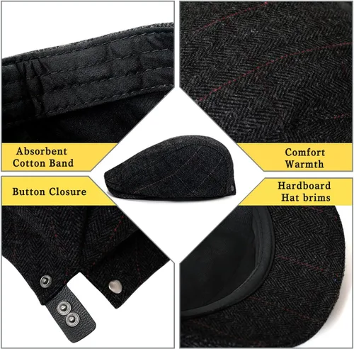 Miniatura 3 de Xinveen Sombreros de Repartidor para Hombres de Invierno Planos Ivy Gatsby Gorra Irlandesa de Taxista Ivy de Conducir de Caza