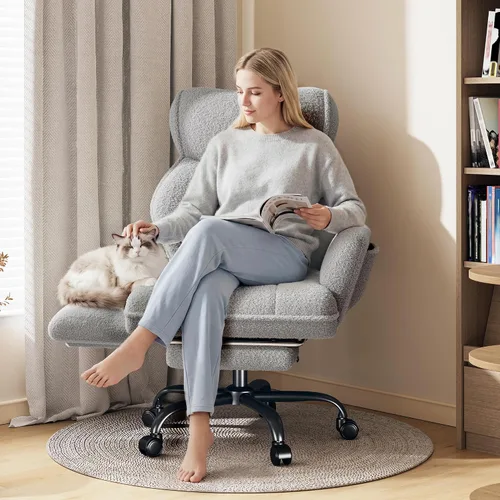Miniatura 7 de DurayLoly Silla de oficina grande y alta con brazos y respaldo ajustables, silla de oficina ergonómica con reposapiés y tela cómoda para oficina