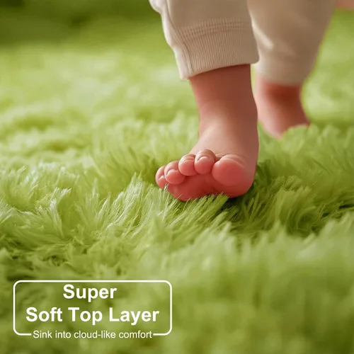 Miniatura 4 de Amdrebio - Alfombras de césped verde para dormitorio, alfombra esponjosa peluda de 5 x 7 pies para habitación de niños, sala de estar, guardería