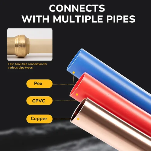 Miniatura 5 de Adaptador macho PTC de 1 pulgada a 1 pulgada NPT Push-Fit, Empuje para conectar accesorios de plomería de latón para cobre, CPVC, tubos PEX