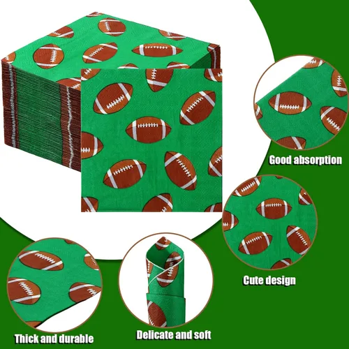 Miniatura 2 de Tinlade 100 hojas de servilletas de fútbol de fútbol, decoración de club de fútbol, servilletas de papel desechables de neón, suministros de fiesta