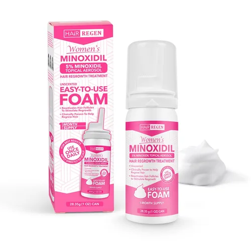Hair Regen Minoxidil Foam para mujeres 5% - Tratamiento de crecimiento del cabello para mujer - Minoxidil espumoso tópico para mujeres - Ideal para