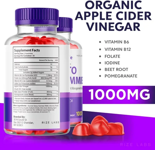 Miniatura 5 de rize labs - BioLyfe Keto ACV Gummies fórmula avanzada vinagre de sidra de manzana máxima fuerza (60 gomitas)