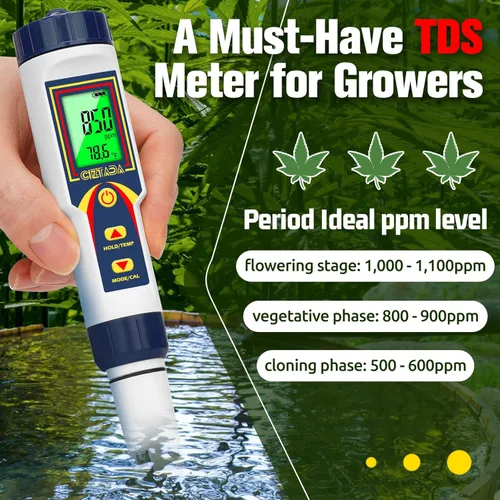 Miniatura 5 de Medidor de pH para agua 4 en 1 pH EC TDS Medidor de temperatura para hidroponía PPM y EC Probador de agua Medidor digital de pH PPM para nutrientes