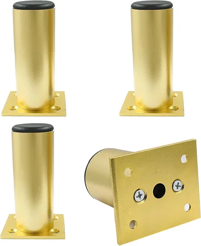 Miniatura 16 de Juego de 4 patas para muebles de 4 pulgadas, patas ajustables de aleación de aluminio, patas redondas de metal para sofá, patas ajustables