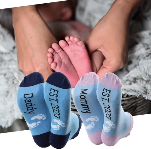 Miniatura 6 de MBMSO Regalos para padres nuevos papás, mamá y papá 2023, calcetines de revelación de embarazo para padres para ser regalos por primera vez