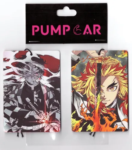 PumpCar Ambientador japonés de doble cara Kamado Tanjiro Kyojuro Rengoku japonés colgante de cereza perfumado Anime Cool para espejo retrovisor,