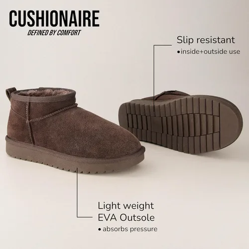 Miniatura 101 de CUSHIONAIRE, Hip 2 - Botas de nieve de gamuza auténtica para mujer, sin cordones, con cómodo forro de piel de oveja sintética + espuma viscoelástica