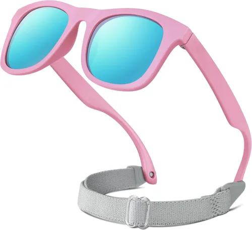 Miniatura 16 de RIVBOS Gafas de sol para bebés niños y niñas con correa UV400 polarizadas flexibles para niños pequeños, bebés y recién nacidos (0-24 meses) RBK0231