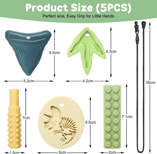 Miniatura 6 de MISSLILI Collares sensoriales masticables para masticadores agresivos, masticadores de silicona para autismo, TDAH, terapia motora oral y dentición