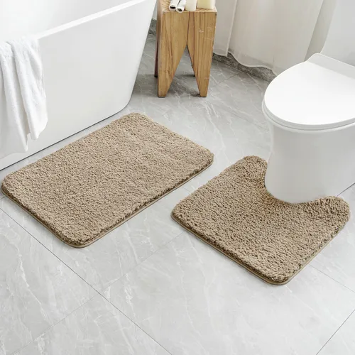 Miniatura 39 de MIULEE Juego de 2 alfombras de baño antideslizantes peludas extra gruesas y suaves, alfombrillas de baño de microfibra suave absorbente de agua