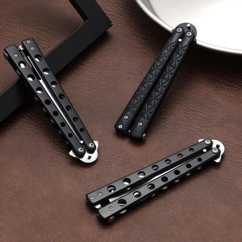 Miniatura 6 de Eaasty Juego de 3 piezas de peine de mariposa, tenedor y cuchara, cuchara plegable táctica de acero inoxidable para camping, caza, viajes al aire