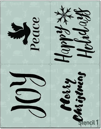 Miniatura 19 de Stencil1 Plantilla de ramas de acebo y hoja perenne – Plantilla de invierno reutilizable para manualidades, decoración de vacaciones, pintura sobre