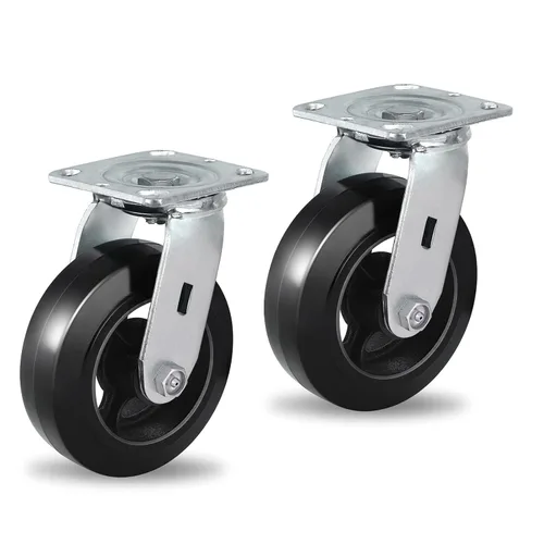 Miniatura 36 de Ruedas industriales de 5 x 2 pulgadas, rueda de goma en hierro fundido, juego de 4 ruedas resistentes con capacidad de hasta 1800 libras