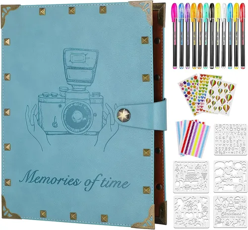 Miniatura 8 de Álbum de recortes de cuero ZEEYUAN, regalo del Día de la Madre, álbum de recortes morado, regalo para abuela, libro de fotos para parejas, libro