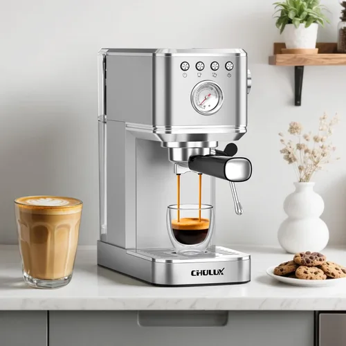 Miniatura 5 de CHULUX Máquina de Espresso Delgada con Espumador de Leche, Bomba Italiana Profesional de 20 Bares, Máquina de Café Espresso para el Hogar