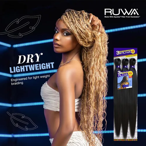 Miniatura 7 de Sensationnel Ruwa - Cabello trenzado preestirado, 3 x 48 pulgadas, repelente al agua, kanekalon, de secado rápido, sintético, sin picazón