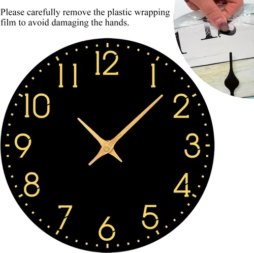Miniatura 9 de Reloj de pared moderno, funciona con pilas, relojes de pared pequeños de 8 pulgadas, reloj de pared negro silencioso sin tictac, números dorados