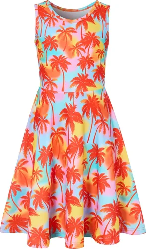 Miniatura 10 de Funnycokid Vestido de Sirena para Niñas, Sin Mangas, de Verano, para Cumpleaños, de Fiesta con Volantes, Ropa de 4 a 13 Años