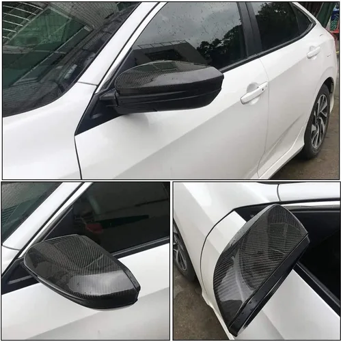 Miniatura 2 de Cubierta de espejo de fibra de carbono para Honda 10th Civic Gen Sedán/Coupe/Hatchback 2016-2018 reemplazo retrovisor lateral retrovisor tapas