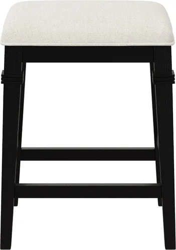 Miniatura 4 de Hillsdale, Arabella Taburete de madera sin respaldo con patas cónicas, cepillo de alambre negro