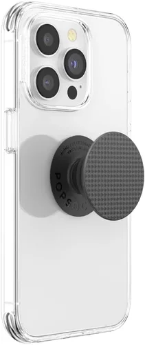 Miniatura 2 de PopSockets Agarre para teléfono con soporte expandible, agarre adhesivo, color negro con textura moleteada