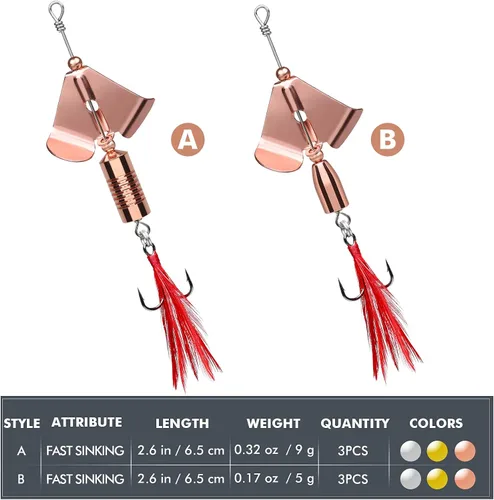 Miniatura 2 de TRUSCEND Cebos Giratorios de Pesca Swim o Jig para Agua Dulce y Salada, Señuelos de Pesca Rooster Tail para Trucha Lubina Lucioperca Crappie Salmón