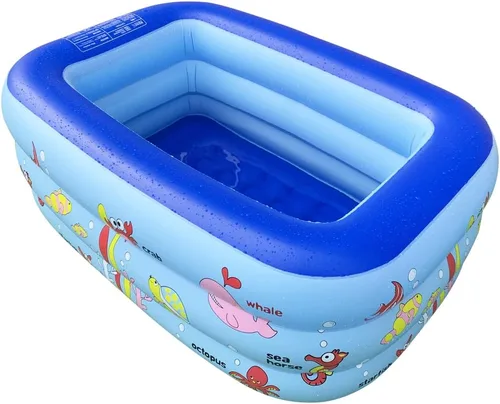Miniatura 9 de Piscina inflable para niños, 45 x 33 x 14 pulgadas, piscina infantil con suelo suave inflable, bañera inflable Ocean World para interiores