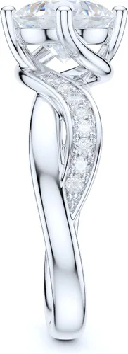 Miniatura 4 de Anillo de compromiso de plata esterlina con diamantes de corte redondo o moissanita de imitación de 2 quilates