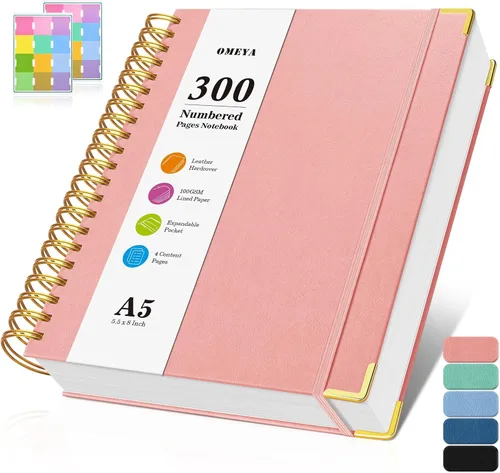 Miniatura 13 de Cuaderno espiral 8.5" x 11", 300 páginas numeradas cuadernos rayados de tamaño universitario con contenido, 100GSM cuaderno grueso para mujeres