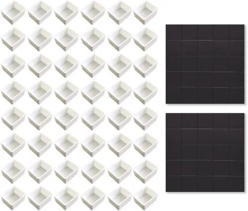 Miniatura 9 de Juego de 100 bandejas de acuarela con rayas magnéticas, de plástico blanco, vacío, para artistas, para bricolaje, acuarela, óleos o acrílicos