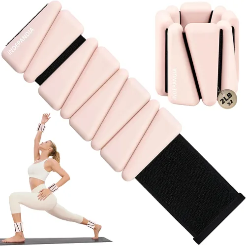 Pesas de muñeca y tobillo para mujeres y hombres, brazaletes con peso ajustables de 2 libras/4 libras para aumentar la quema de calorías y la Beige