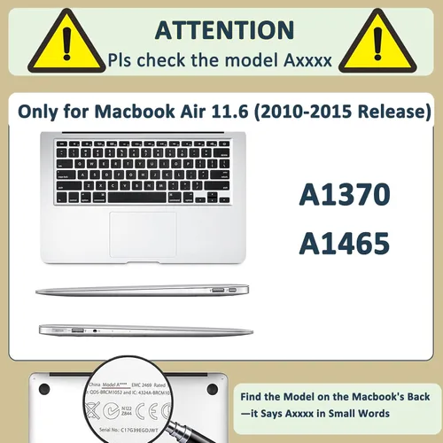 Miniatura 2 de Funda protectora de plástico para MacBook Air de 11 pulgadas 2015-2010 modelo A1465 A1370, funda protectora de plástico para portátil y cubierta