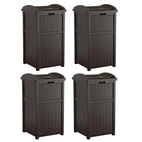 Miniatura 17 de Suncast Paquete de 4 contenedores de basura para exteriores con tapa con pestillo, capacidad de 33 galones Ciberespacio