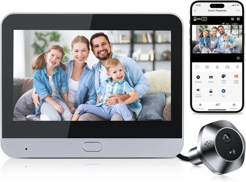 Cámara de timbre de video con monitor a color de 4.3 pulgadas, timbre inalámbrico HD 1080P, WiFi, conversación bidireccional, funciona con batería