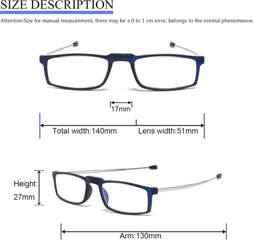 Miniatura 6 de Anteojos de lectura plegables compactos, portátiles, con bloqueo de luz azul, para hombres y mujeres, 2 unidades en estuche 1.0