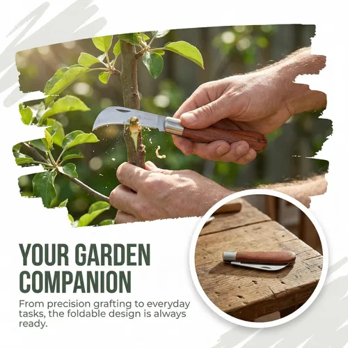 Miniatura 5 de Multi-herramienta plegable de bolsillo: poda, injerto, cuchillo en ciernes - Cortador de jardín de acero inoxidable para deshierbar y arbustos