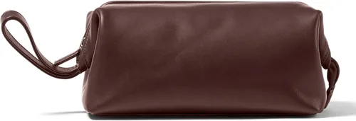 Miniatura 6 de Leatherology Neceser enmarcado – Kit de cuero Dopp con apertura de boca ancha, forro resistente al agua y compartimentos con cremallera, Coñac